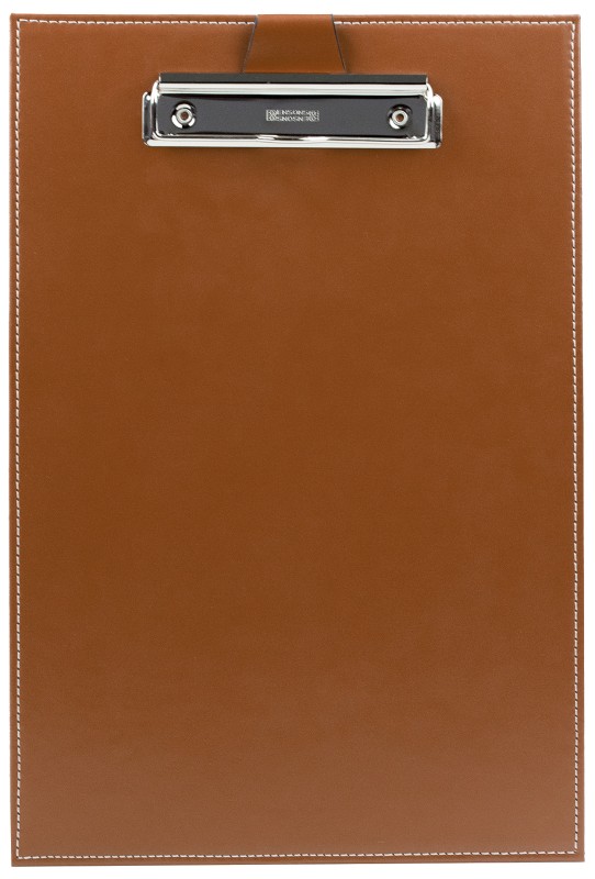 Klemmbrett DIN A4 mit Blockklemme in CAMBRIDGE Top Grain Rindspaltleder hellbraun